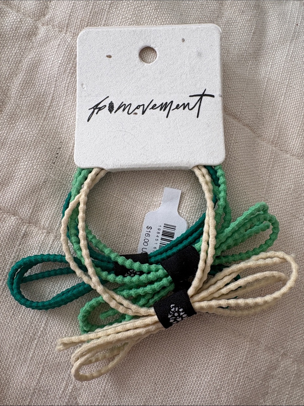 Green & Cream Braided Hair Ties - Pack of 3